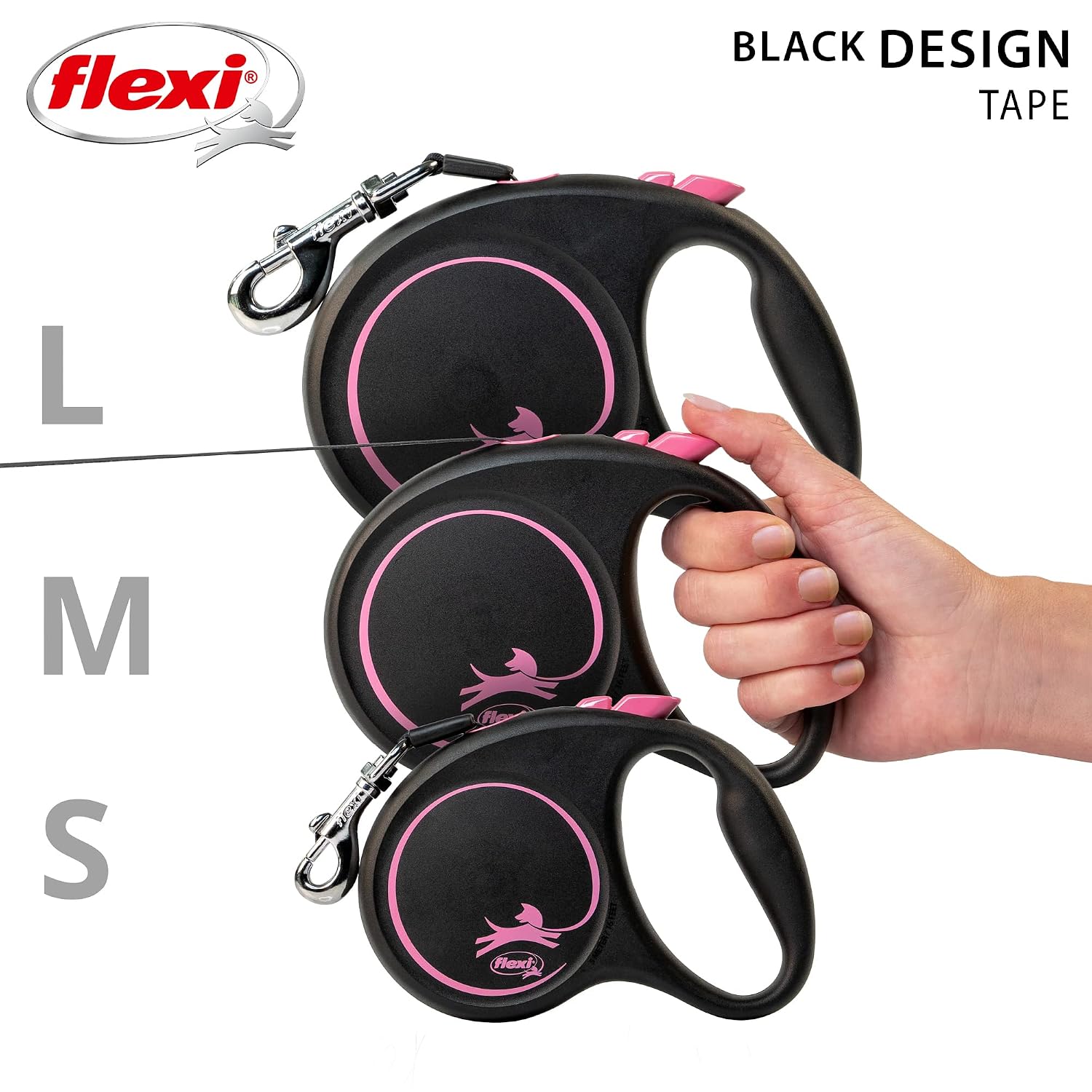 FLEXI Black Design L — Laisse rétractable 5 m jusqu'à 50 kg – Image 4