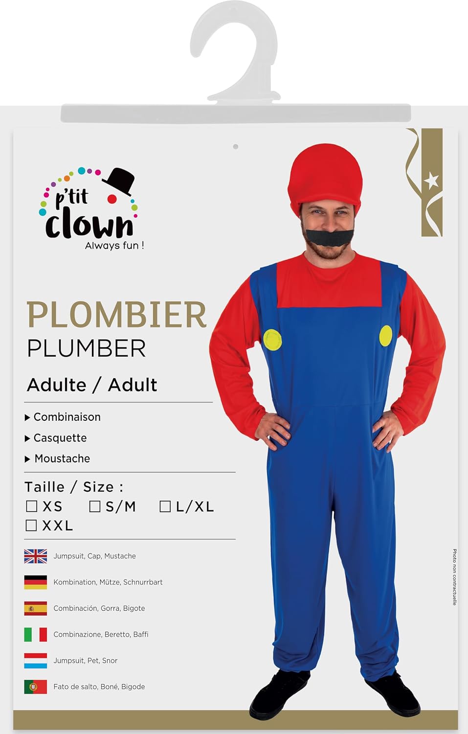 P’TIT CLOWN — Déguisement Plombier Adulte Taille L/XL – Image 4