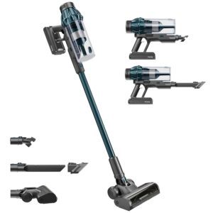 H.Koenig - Aspirateur 2 en 1 sans Fil UPX32, Autonome Jusqu’à 50 Min, 3 Vitesses d’Aspiration, 400W, Léger et Compact, 4 Accessoires Inclus, Brosse LED, Bleu