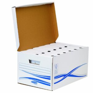 BANKERS BOX - Bundle Basic - Carton de Rangement - A4 - Blanc - 1 Conteneur Maxi Et 6 Boites d'Archives dos de 80mm