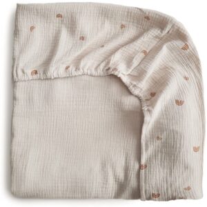 Mushie Drap-Housse pour Berceau | 60 X 20 X 120 Cm | Mousseline Extra Douce | Respirant 100% Coton Bio | Coins Élastiques | Prélavé | Rainbow-Medium