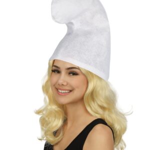 P'TIT CLOWN - 11122 - Bonnet de Nain Adulte - Accessoire Déguisement Parfait pour Compléter Costume Lutin - Idéal pour Carnaval, Halloween, Soirées à Thème, Cosplay - Taille Unique - Polyester - Blanc