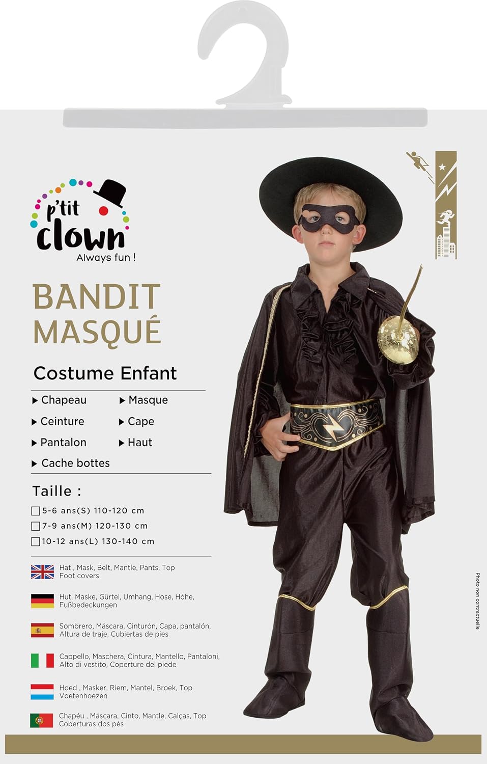 P'TIT CLOWN — Déguisement Bandit Masqué Enfant 10-12 ans – Image 4