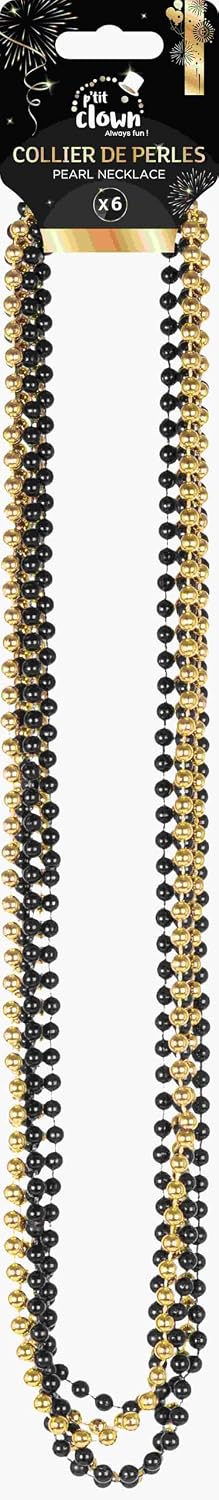 P'TIT CLOWN — Collier fausses perles x6 or et noir – Image 3