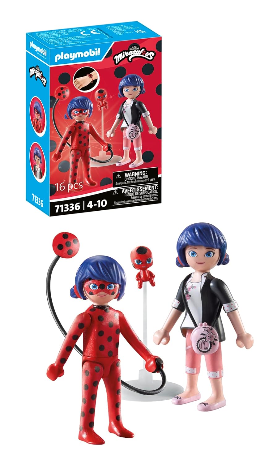 Playmobil 71336 Miraculous : Marinette & Ladybug - Miraculous - Comprend Marinette, Ladybug, Kwami Tikki et Divers Accessoires - Les Aventures de Ladybug et Chat Noir - Dès 4 Ans