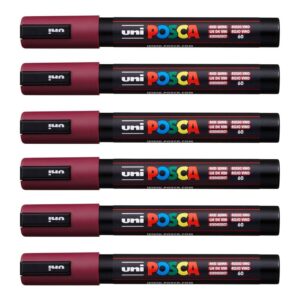 POSCA Uni-Ball PC-5M Lot de 12 pièces Bordeaux