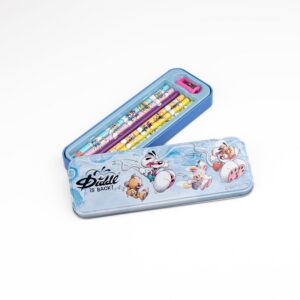 DIDDL — Plumier métal avec 6 crayons de couleur et taille-crayon