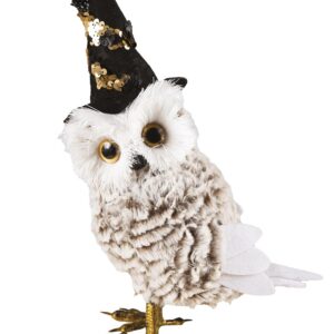 P'tit Clown - Oiseau Décoratif Halloween, Effrayant et Réaliste, Ambiance Sinistre, 30 cm (Chouette avec Chapeau, 30 cm)