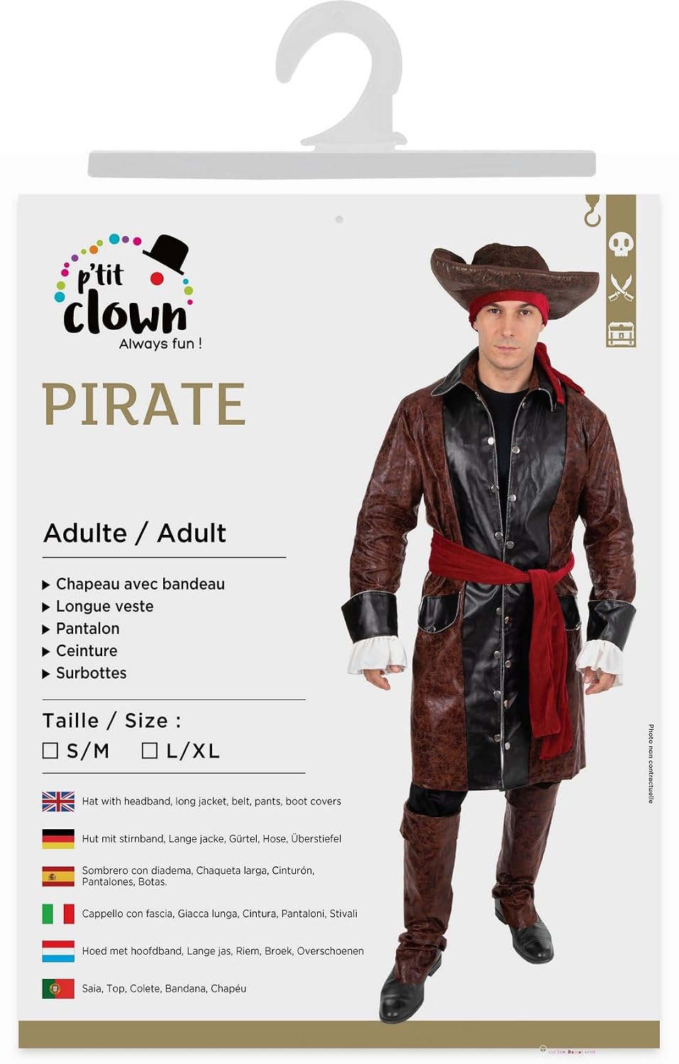 P’TIT CLOWN — Déguisement Pirate Homme Luxe Taille L/XL – Image 4