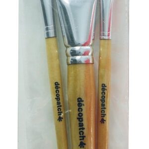Décopatch PACKPCSOIEO - Un lot de 3 pinceaux en soie (largeur : 1x3 cm et 2x1 cm)