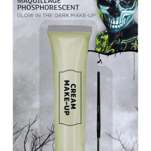P'TIT CLOWN - 23606 - Fard Phosphorescent avec Pinceau - 28ml - Maquillage Déguisement - Peinture Visage - Make-up - Glow in the Dark - Adulte - Enfant - Halloween, Carnaval, Anniversaire, Cosplay