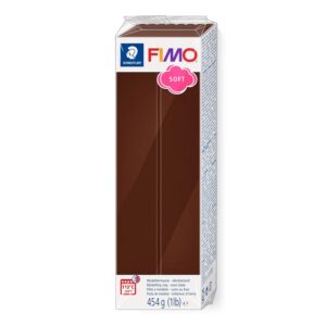 Staedtler FIMO Soft, Pâte à modeler chocolat durcissant au four, Pour débutants et artistes, Souple et facile à démouler, Pain de 454 grammes, 8021-75