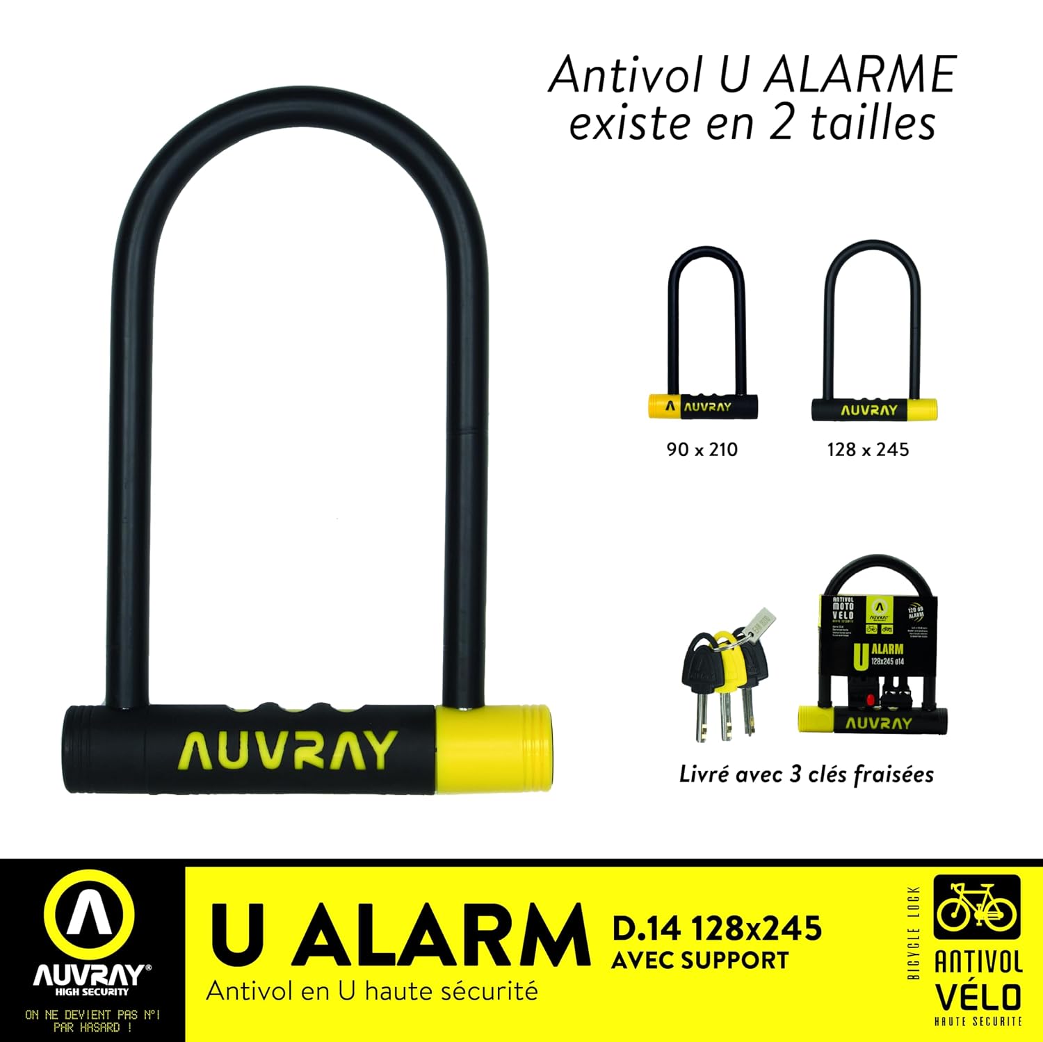 AUVRAY U Alarme — Antivol vélo 128x245 mm avec alarme 120 dB – Image 4