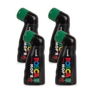 POSCA - Uni Mitsubishi Pencil - Marqueur MOP'R - Pointe Ronde XXL 3-19 mm - Forme Ergonomique, Corps Semi-Rigide - Marqueur Peinture À Base d'Eau - Tout Support - Vert X4
