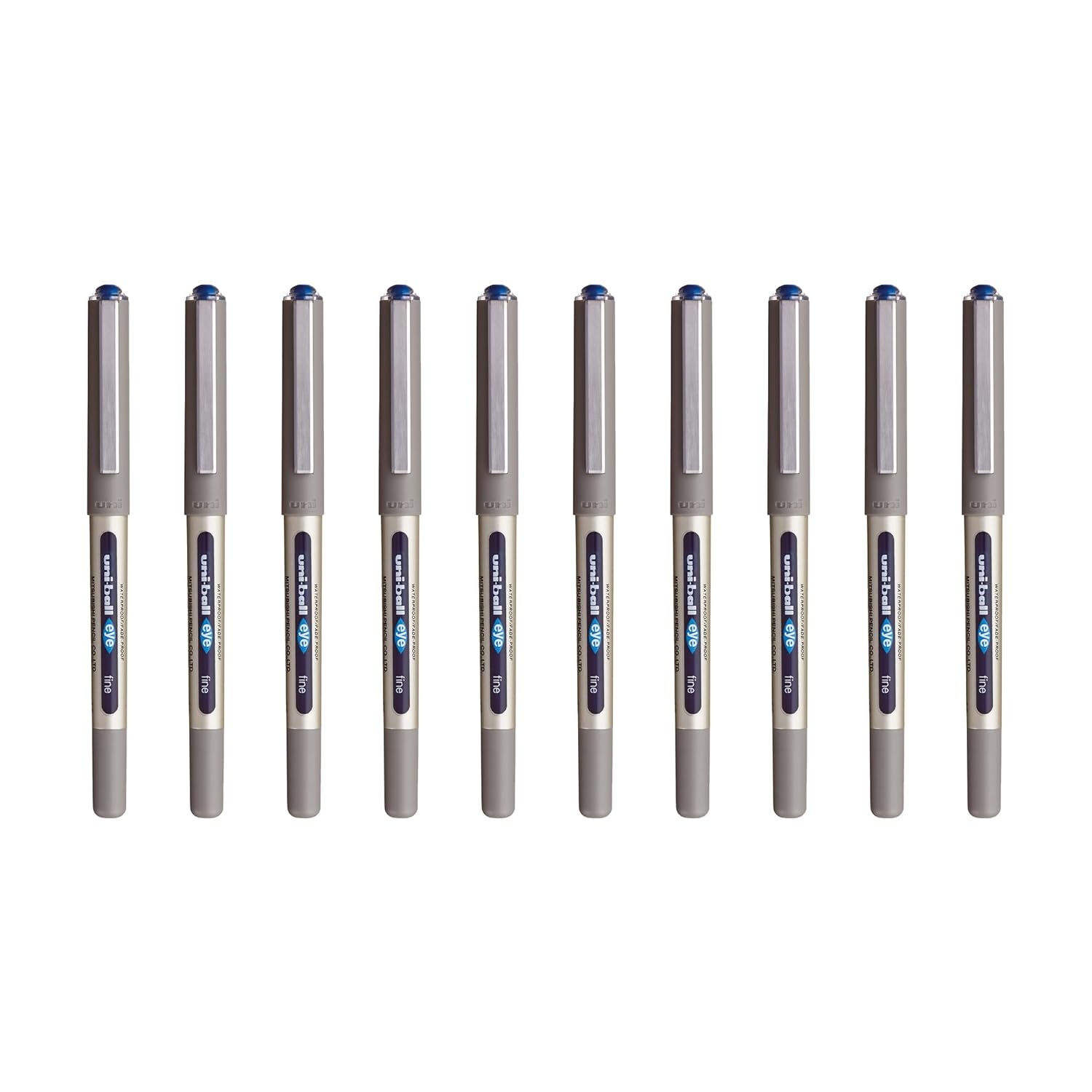 UNI-BALL - Uni Mitsubishi Pencil - 12 Stylos Uni-Ball Eye Fine UB-157 - Stylo Roller Encre Liquide Bleue - Pointe 0,7 mm - Écriture Medium