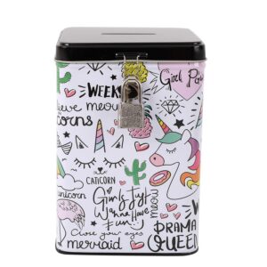 I-TOTAL® - Tirelire drôle avec Cadenas et clés/Porte-Monnaie en métal avec Fermeture (Unicorn)