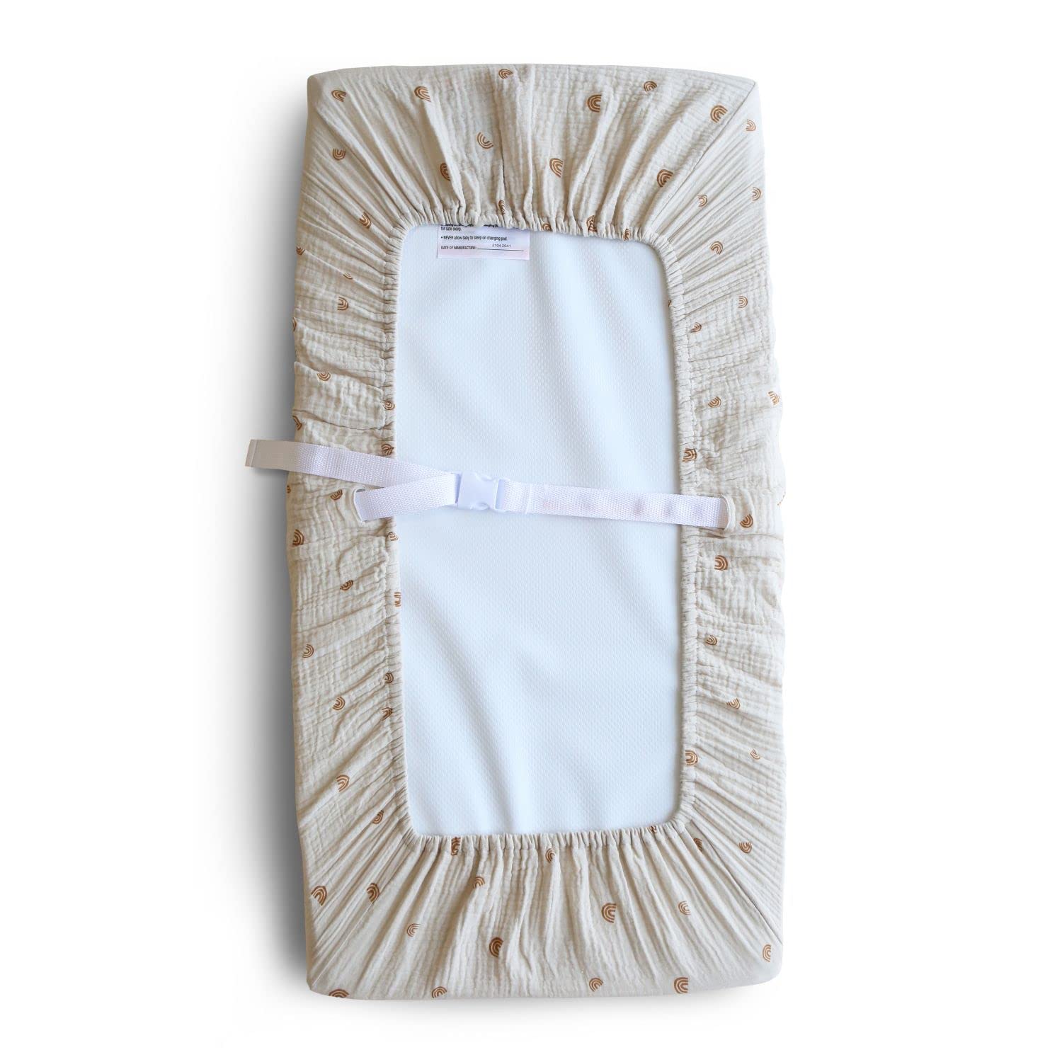 Mushie Housse de Matelas à Langer Lavable | 70x45 Cm | Convient pour Matelas à Langer Standard | Sangles de Sécurité Réglables | Accessoires pour Bébé, Jeunes Enfants Garçons et Filles | Regenbogen