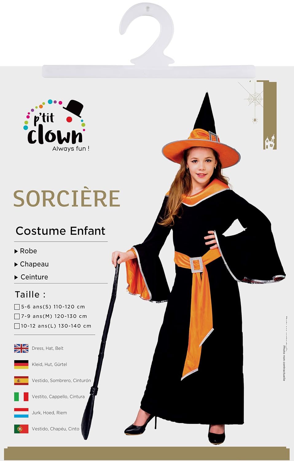 P'TIT CLOWN — Déguisement de Sorcière Fille 7-9 ans – Image 2