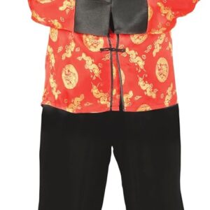 FIESTAS GUIRCA | Costume de Mandarin Adulte (48-50/M) - Veste, Chapeau et Pantalon - Costumes Asiatiques pour Fêtes à Thème, Carnaval et Halloween - Idéal pour Homme - Rouge et Or