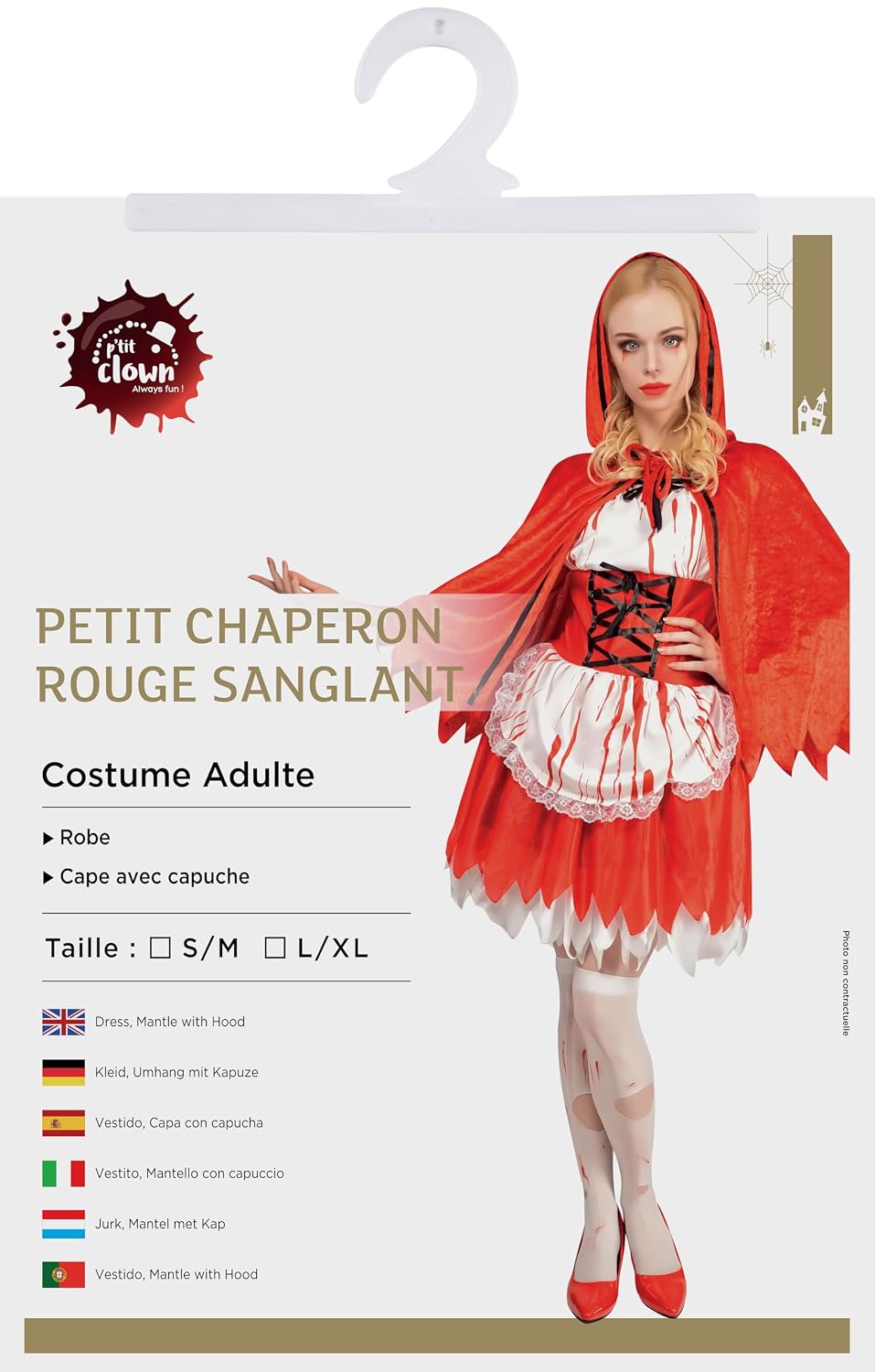P'TIT CLOWN — Déguisement Petit Chaperon Rouge Sanglant L/XL – Image 5
