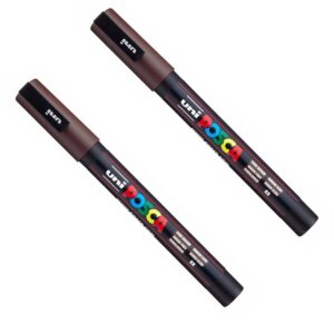 Posca PC-3M Lot de 2 marqueurs peinture Pointe 0,9-1,3 mm Marron foncé