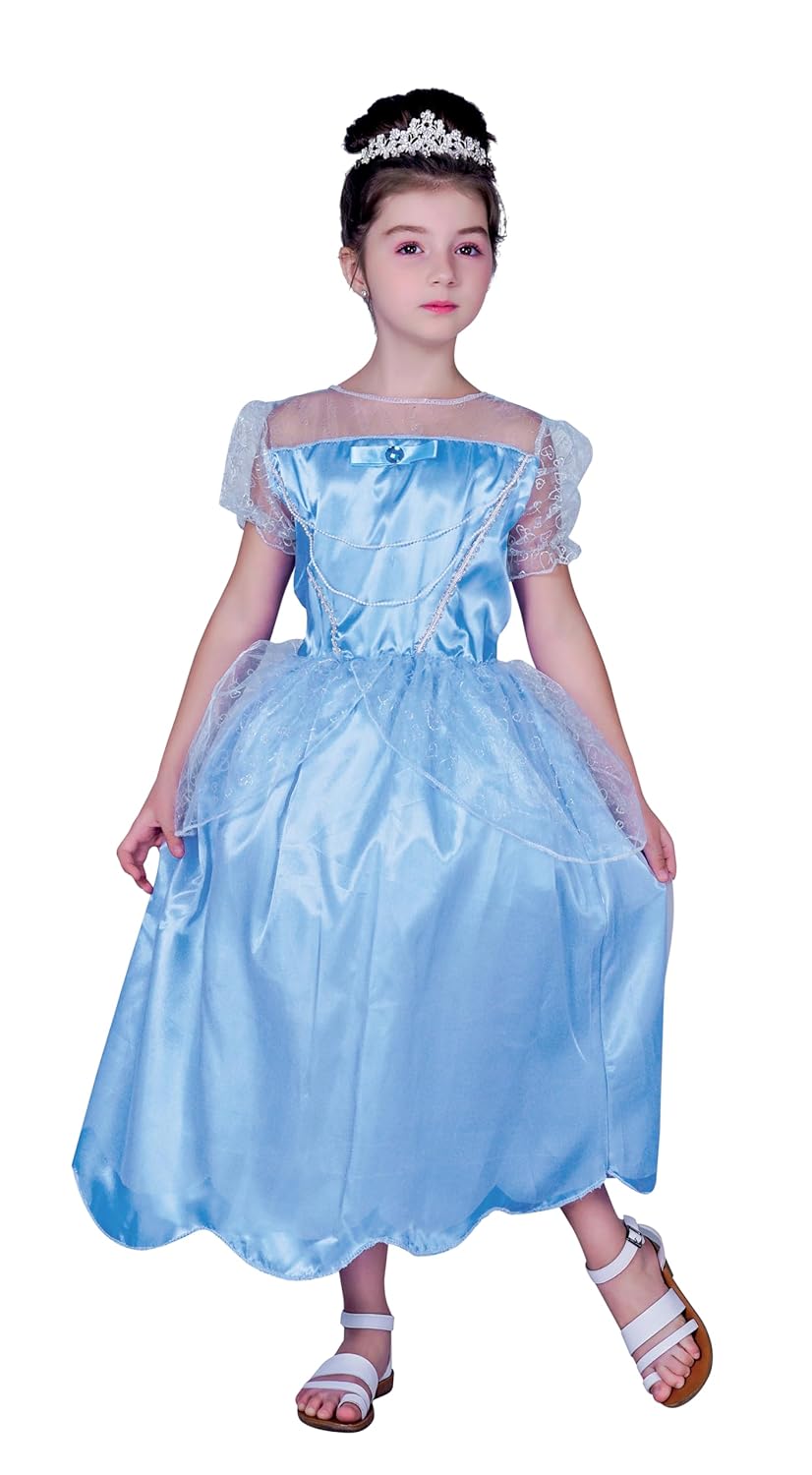 P'TIT CLOWN - Déguisement Princesse Enfant - Robe Parfaite pour Carnaval, Fêtes Costumées et Évènements à Thème (Bleu, 5-6 ans)