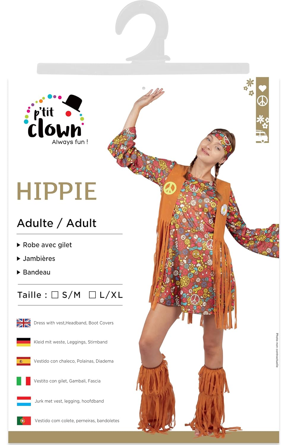 P’TIT CLOWN — Déguisement Hippie Femme Taille L/XL – Image 5