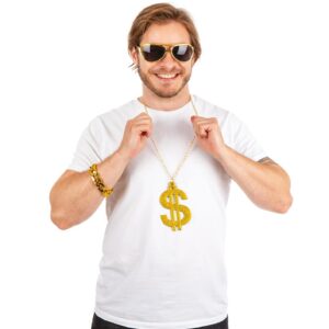 P'tit Clown - 50301 - Set Accessoires Déguisement Rappeur, Dealer, Gangster - Bracelet, Collier, Lunettes - Carnaval, Fêtes à Thèmes, Halloween, Nouvel an, EVG, Festival, Soirées Costumées - Adulte