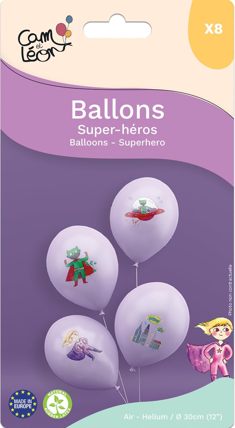 P'TIT CLOWN CAM ET LEON — Ballon super héros Ø 8 cm x8 – Image 2