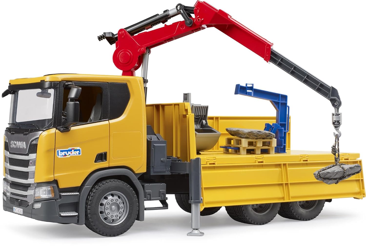 BRUDER Scania — Camion de chantier avec grue et 2 palettes – Image 3