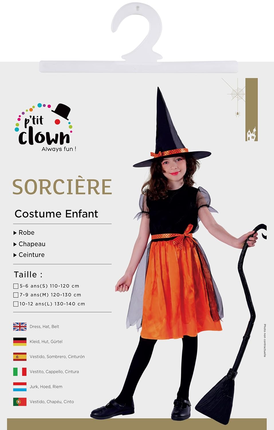 P'TIT CLOWN — Déguisement de Sorcière Fille 5-6 ans – Image 5