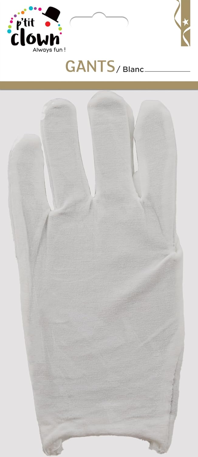P'TIT CLOWN — Paire de Gants Courts Blancs Taille Unique – Image 3