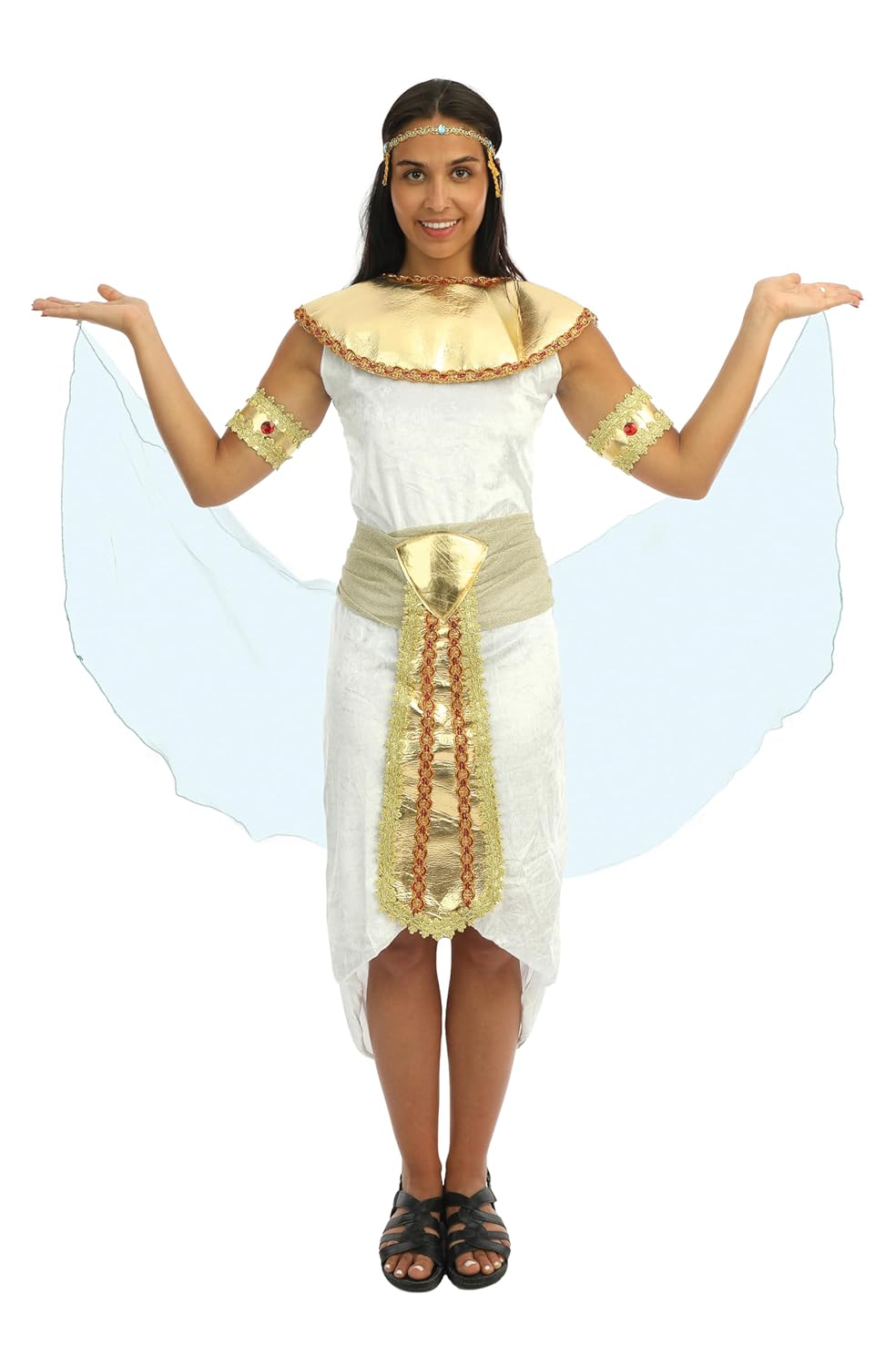 P'TIT CLOWN - Costume Reine d'Egypte, Cléopatre - Egyptian Queen Suit - Déguisement Complet pour Carnaval, Fêtes à Thèmes, Soirées Costumées, Halloween, Cosplay - Adulte Femme (Blanc, XS)