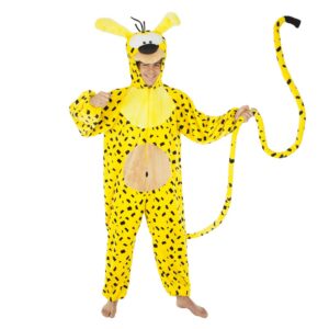 Chaks - Costume Marsupilami pour adultes, combinaison officielle Comic, salopette jaune à capuche pour carnaval et Comic Con