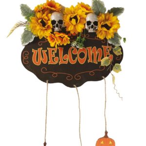 P'TIT CLOWN - Pancarte à Suspendre - Plaque de Porte - Décoration Halloween - Parfait pour Créer une Ambiance Terrifiante (Plaque de porte Welcome, H 35 cm x L 48 cm)