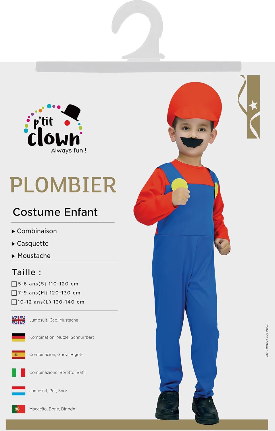 P'TIT CLOWN — Costume plombier bleu et rouge T.10-12 ans – Image 4