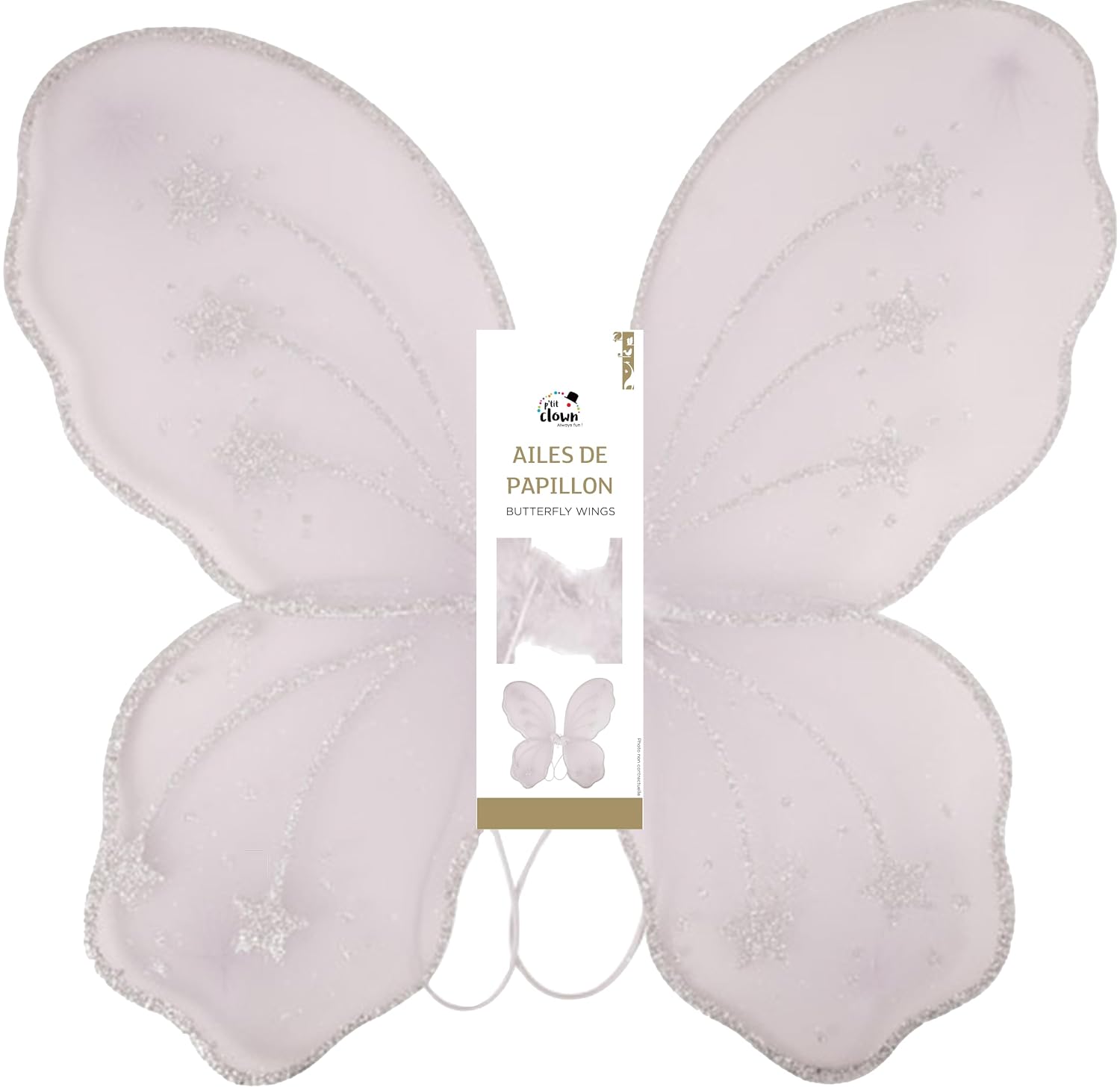 P'TIT CLOWN — Ailes de Papillon blanches 32 x 48 cm – Image 3