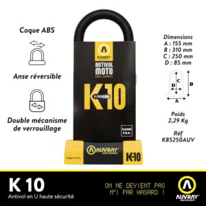 Alternative view of AUVRAY K10-85X250 — Antivol moto U certifié SRA et ART
