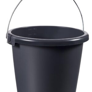 CURVER Seau 10L Anse métal, pour Le Ménage - Bac de Lavage Pratique et Empilable - pour Laver Le Linge, la Vaisselle, Le Sol - 29,5 x 29,5 x 25,5 cm - Gris Anthracite