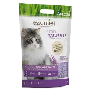Essentiel Litière Naturelle Agglomérante Soja Lavande pour Chat 6L