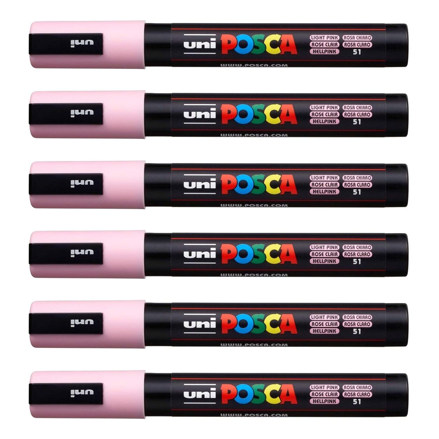 POSCA Uni-Ball PC-5M Lot de 12 stylos Rose clair