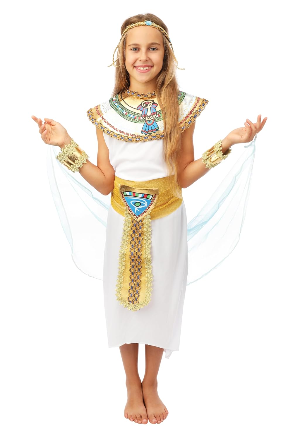 P'TIT CLOWN - Déguisement Egyptien Enfant Parfait pour Carnaval, Anniversaire, Fêtes Costumées et Évènements à Thème (Costume Égyptienne, 5-6 ans)