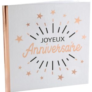 SANTEX 6651-20, Livre d'or Joyeux Anniversaire étincelant, Blanc/Rose Gold