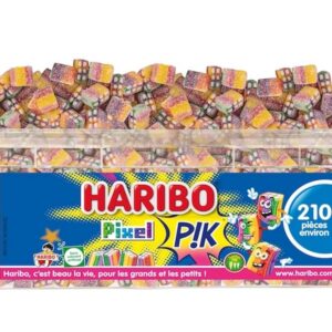 HARIBO - Pixel PIK - Bonbons Piquants - Fruités - Sans Colorants Artificiels & Sans Gélatine - Boîte De 210 Bonbons Piquants