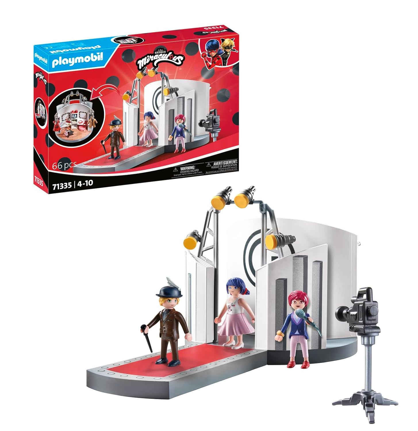 Playmobil 71335 Miraculous : Défilé de Mode à Paris - Miraculous - Comprend Marinette, Adrien et Nadja - Les Aventures de Ladybug et Chat Noir - Dès 4 Ans