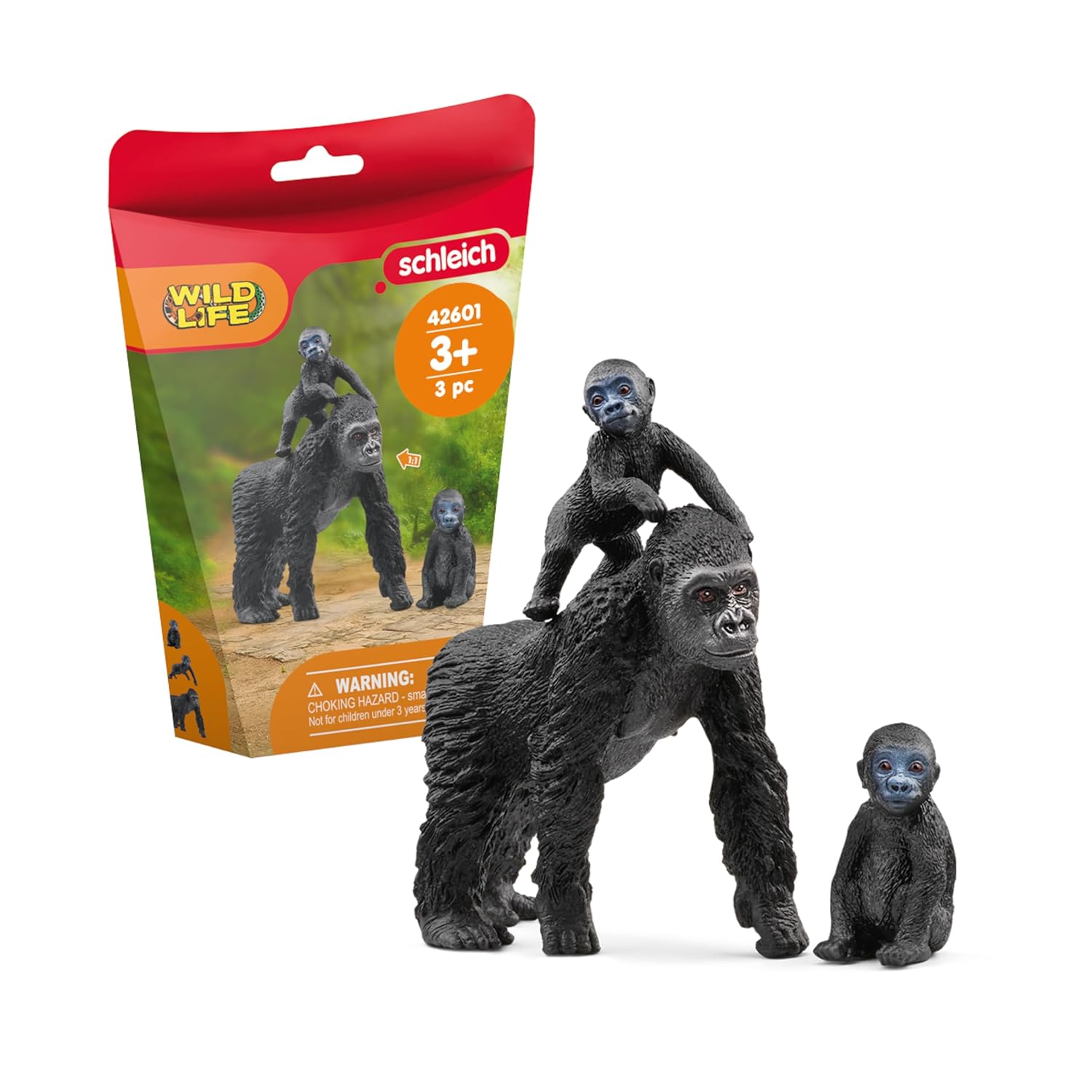 Schleich Wild Life | Famille Gorille 42601 | Maman Gorille avec 2 bébés | Figurines animales réalistes | idée Cadeau Enfants | déco Anniversaire | Jouet dès 3 Ans | Set de 3 pièces