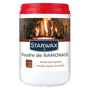 STARWAX - Poudre de Ramonage 1kg - Poêle et Cheminée - Décolle les Suies et Goudrons - Optimise le Pouvoir Calorifique - 3 Mois de Protection Environ - Fabrication Française