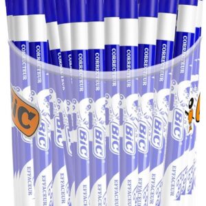 BIC Effaçeurs Réécriveurs, Correcteur pour Stylos-Plume - Encre Bleue, Présentoir de 60 effaçeurs