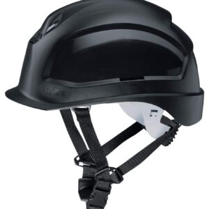 Casque de Protection uvex pheos S-KR | Casque de Sécurité avec Mentonnière | Casque de Travail Chantier avec Visière Courte et Encoches Latérales Euroslot pour Coquilles Anti-Bruit