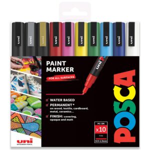 Posca PC-3M Lot de 10 marqueurs de peinture 0,9-1,3 mm